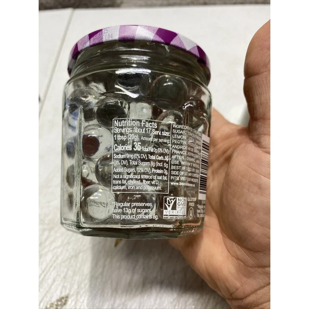 Bonne Maman Empty Jar Gingham Purple Lid 3.5